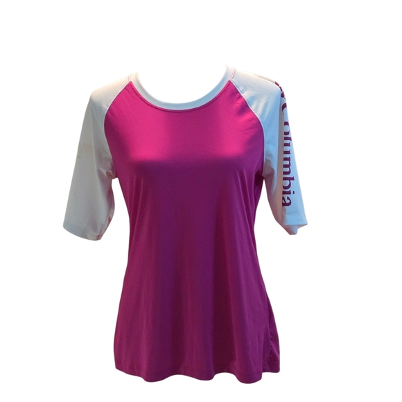 Columbia Tops - Columbia PFG Omni-Shade Women's M Pink and White Raglan Sleeve Sportswear Top
